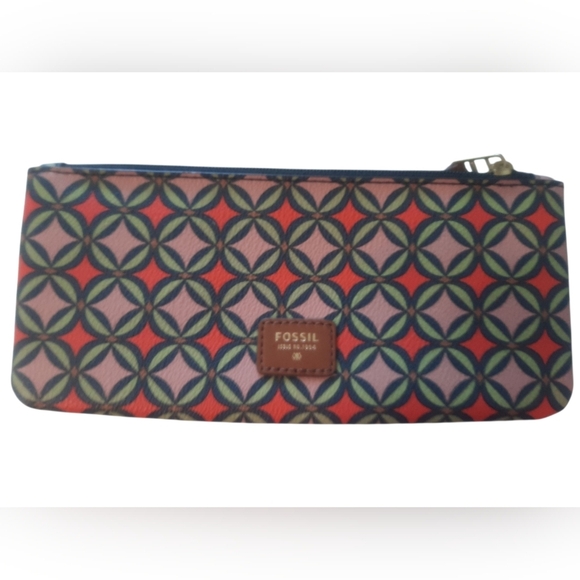 NWT Fossil Pink and Green Geometric Clutch - Picture 6 of 9